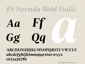 FS Neruda Bold Italic Version 1.02;PS 001.001;hotconv 1.0.88;makeotf.lib2.5.64775图片样张