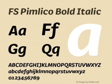 FSPimlico-BoldItalic Version 1.01图片样张