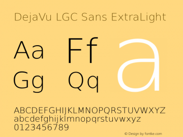 DejaVu LGC Sans ExtraLight Version 2.5图片样张