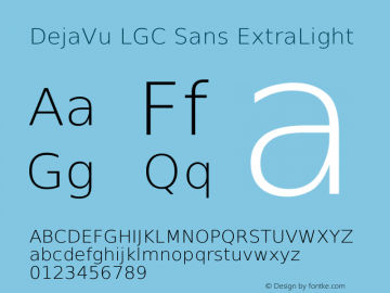 DejaVu LGC Sans ExtraLight Version 2.6 Font Sample