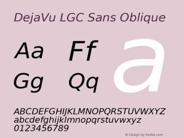 DejaVu LGC Sans Oblique Version 2.8 Font Sample