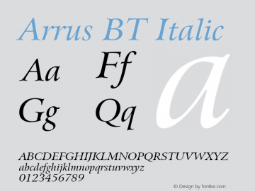 Arrus BT Italic Version 1.01 emb4-OT图片样张