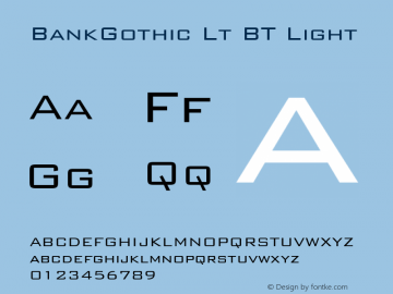 BankGothic Lt BT Light Version 1.01 emb4-OT图片样张