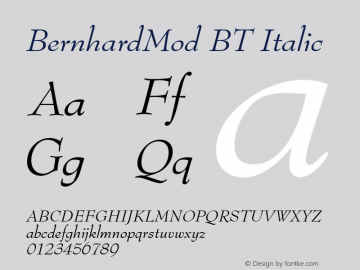 BernhardMod BT Italic Version 1.01 emb4-OT图片样张