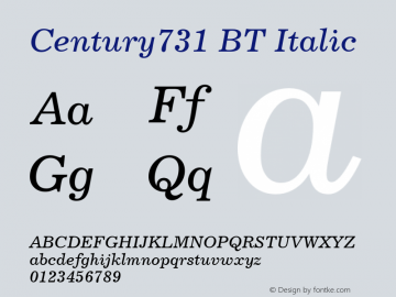 Century731 BT Italic Version 1.01 emb4-OT图片样张