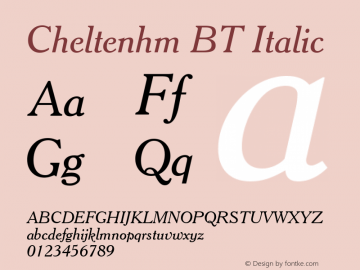 Cheltenhm BT Italic Version 1.01 emb4-OT图片样张