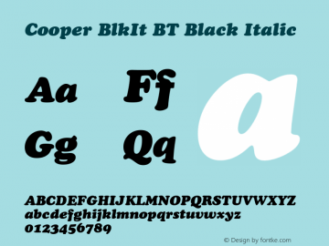 Cooper BlkIt BT Black Italic Version 1.01 emb4-OT图片样张