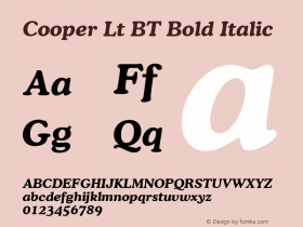 Cooper Lt BT Bold Italic Version 1.01 emb4-OT图片样张