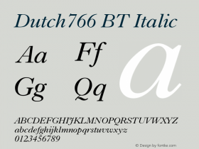 Dutch766 BT Italic Version 1.01 emb4-OT图片样张