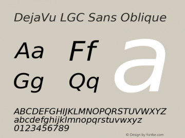 DejaVu LGC Sans Oblique Version 2.23 Font Sample