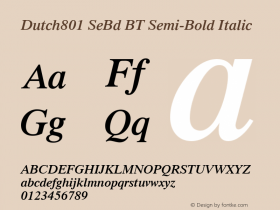 Dutch801 SeBd BT Semi-Bold Italic Version 1.01 emb4-OT图片样张