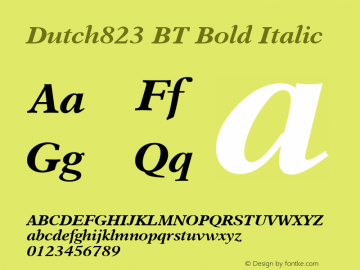Dutch823 BT Bold Italic Version 1.01 emb4-OT图片样张