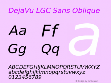 DejaVu LGC Sans Oblique Version 2.26 Font Sample