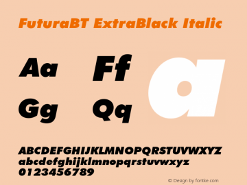 FuturaBT ExtraBlack Italic Version 3.10, build 19, s3图片样张