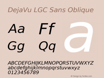 DejaVu LGC Sans Oblique Version 2.31 Font Sample