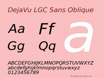 DejaVu LGC Sans Oblique Version 2.30 Font Sample