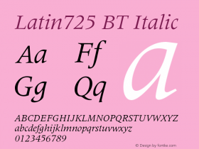 Latin725 BT Italic Version 1.01 emb4-OT图片样张