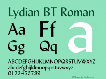 Lydian BT Roman Version 1.01 emb4-OT图片样张