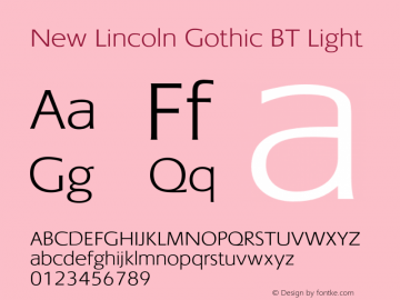 New Lincoln Gothic BT Light Version 1.000 2006图片样张