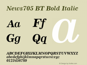 News705 BT Bold Italic Version 1.01 emb4-OT图片样张