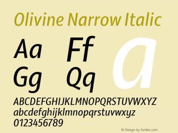 Olivine Narrow Italic Version 1.000图片样张