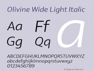 Olivine Wide Light Italic Version 1.000图片样张