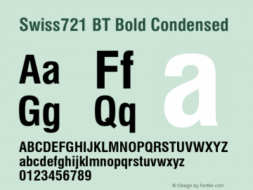 Swiss 721 Bold Condensed Version 5.0图片样张