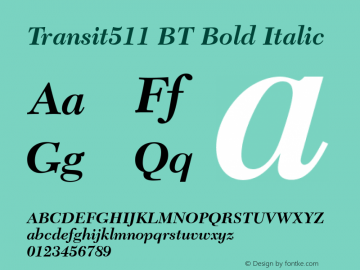 Transit511 BT Bold Italic Version 1.01 emb4-OT图片样张