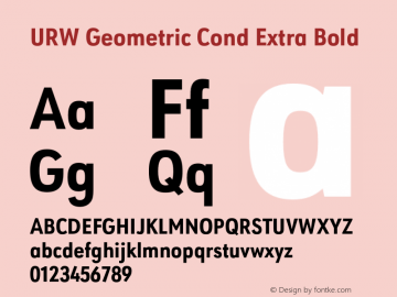 URWGeometricCond-ExtraBold Version 1.000;PS 1.00;hotconv 1.0.57;makeotf.lib2.0.21895图片样张