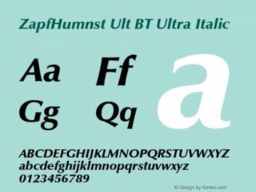 ZapfHumnst Ult BT Ultra Italic Version 1.01 emb4-OT图片样张