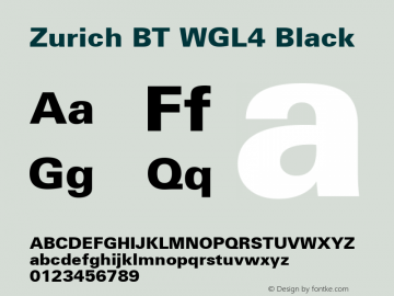 Zurich BT Blk WGL4 Version 3.00图片样张