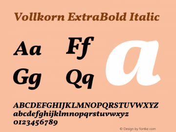 Vollkorn ExtraBold Italic Version 5.001图片样张