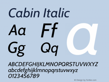 Cabin Italic Version 3.001图片样张