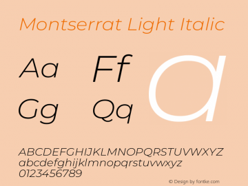Montserrat Light Italic Version 8.000图片样张