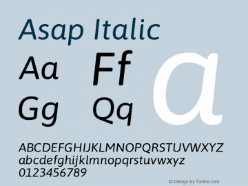 Asap Italic Version 3.001图片样张