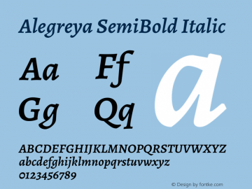 Alegreya SemiBold Italic Version 2.009图片样张