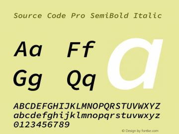 Source Code Pro SemiBold Italic Version 1.016;hotconv 1.0.116;makeotfexe 2.5.65601图片样张