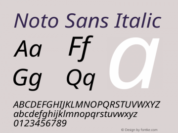 Noto Sans Italic Version 2.007图片样张