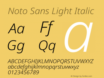 Noto Sans Light Italic Version 2.007图片样张