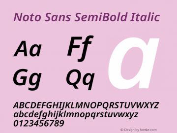 Noto Sans SemiBold Italic Version 2.007图片样张