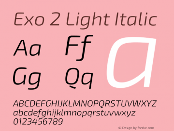Exo 2 Light Italic Version 2.001图片样张