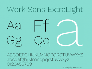 Work Sans ExtraLight Version 2.012图片样张