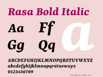 Rasa Bold Italic Version 2.004图片样张