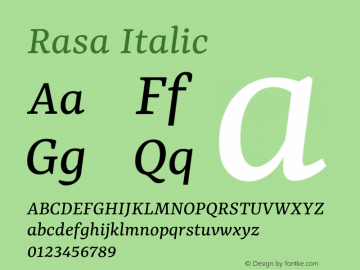 Rasa Italic Version 2.004图片样张