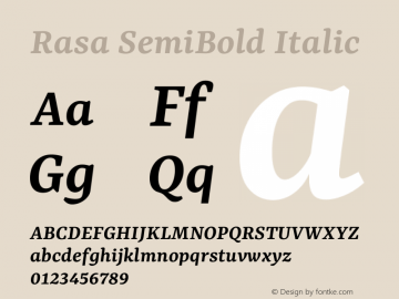 Rasa SemiBold Italic Version 2.004图片样张