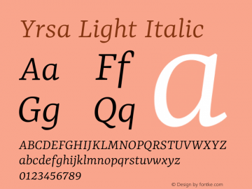Yrsa Light Italic Version 2.004图片样张