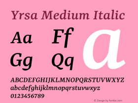 Yrsa Medium Italic Version 2.004图片样张