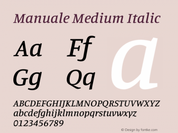 Manuale Medium Italic Version 1.002图片样张