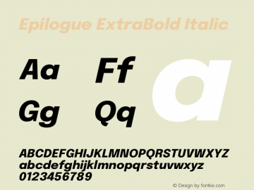 Epilogue ExtraBold Italic Version 2.112图片样张