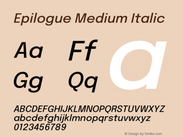 Epilogue Medium Italic Version 2.112图片样张